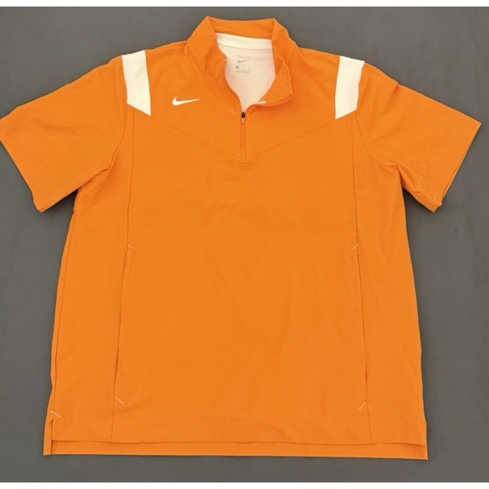 Nike Warmup Jacker Men's Size XL Orange Short Sleeve Pullover Vented Athletic - Picture 2 of 8